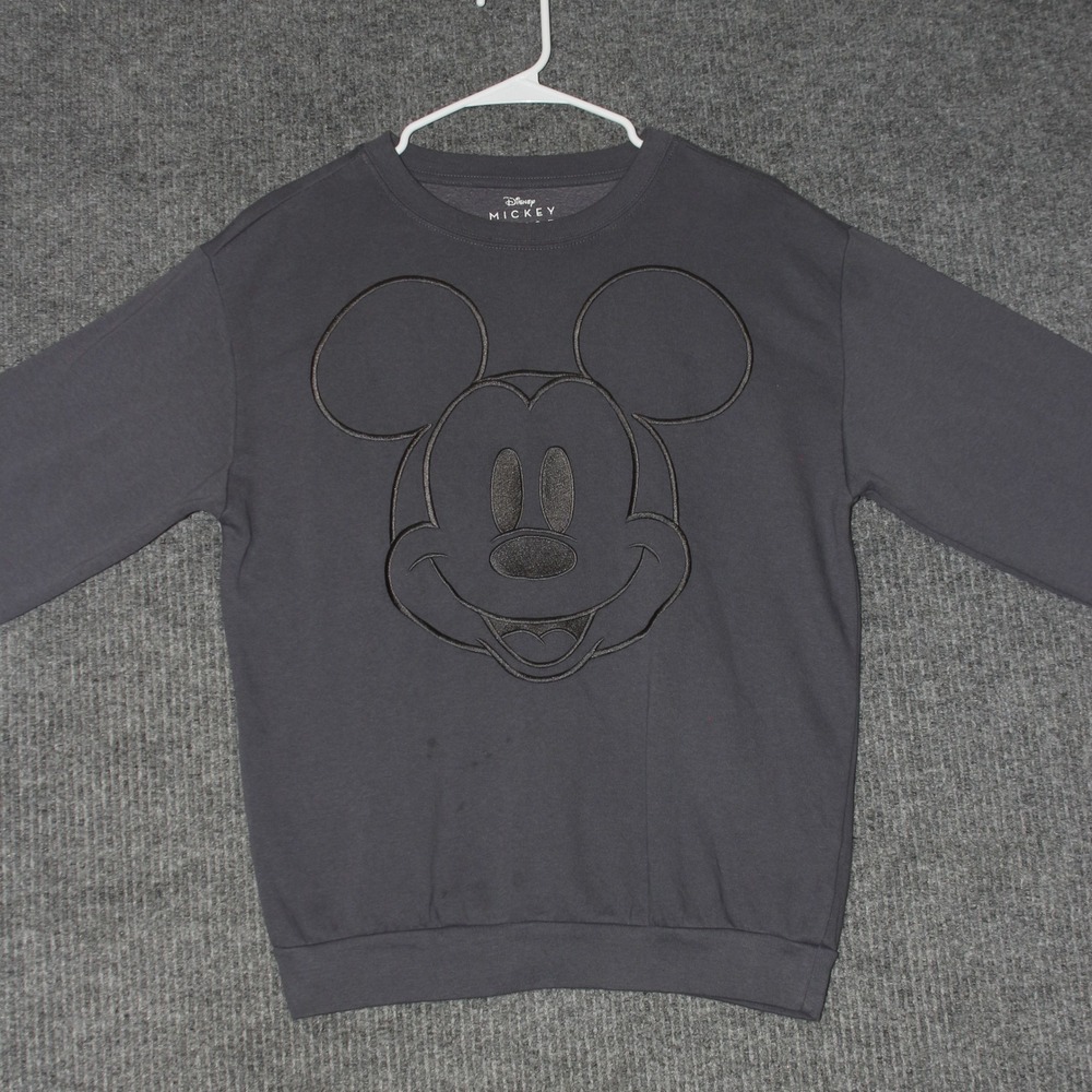 Disney Mickey Mouse Sweatshirt Mens S Gray Crewneck Pullover Cartoon Graphic